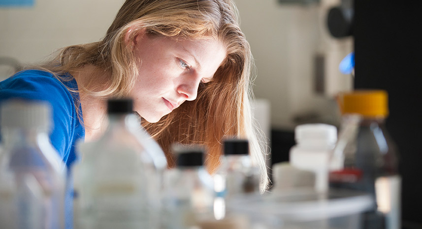 Student working in lab setting