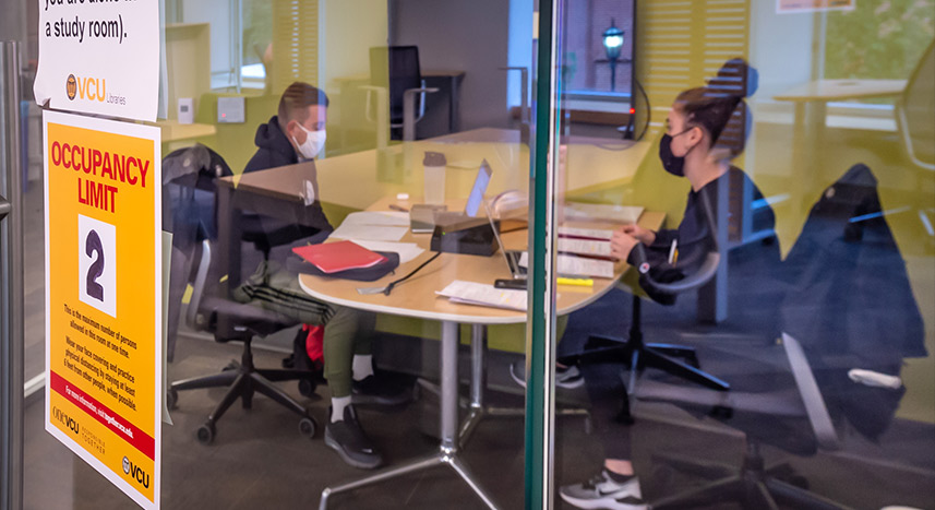 Students in a study space